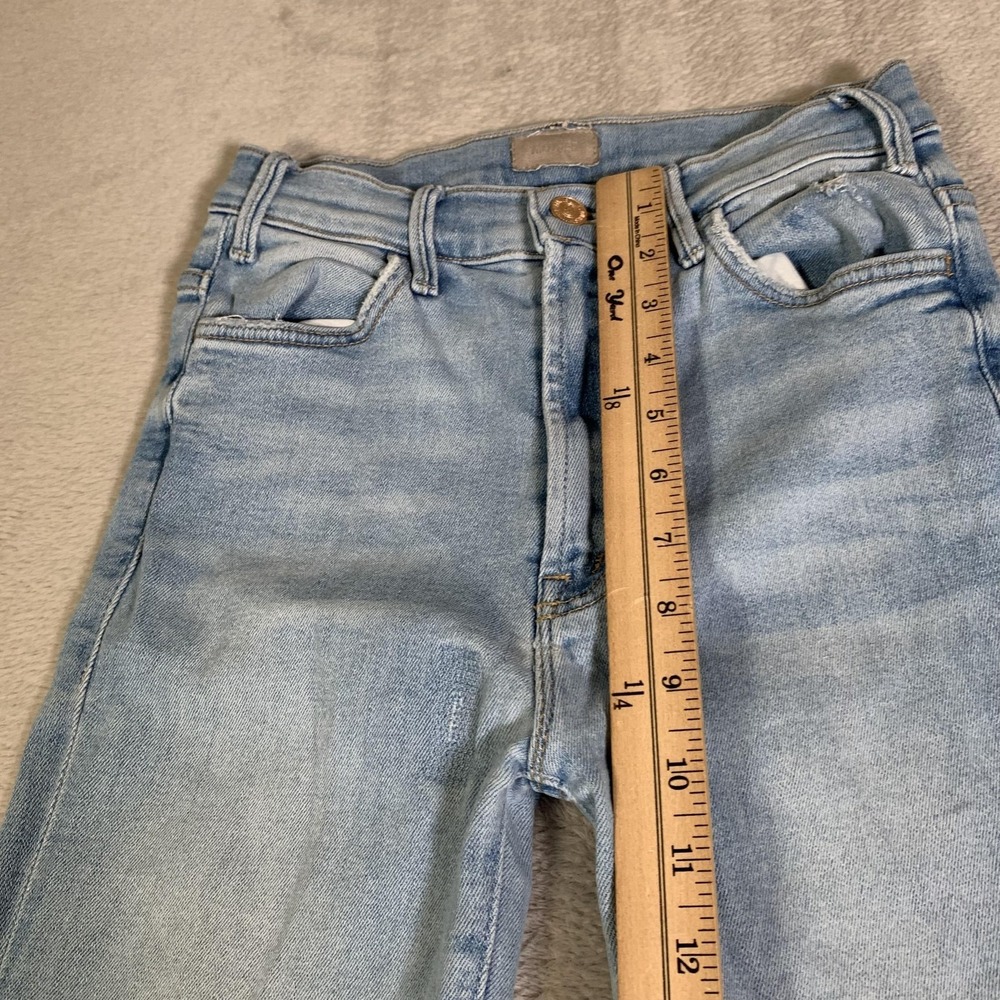 Mother Hustler Ankle Chew Jeans Womens 25 Light Wash Mid Rise Distressed Raw Hem - Picture 8 of 16